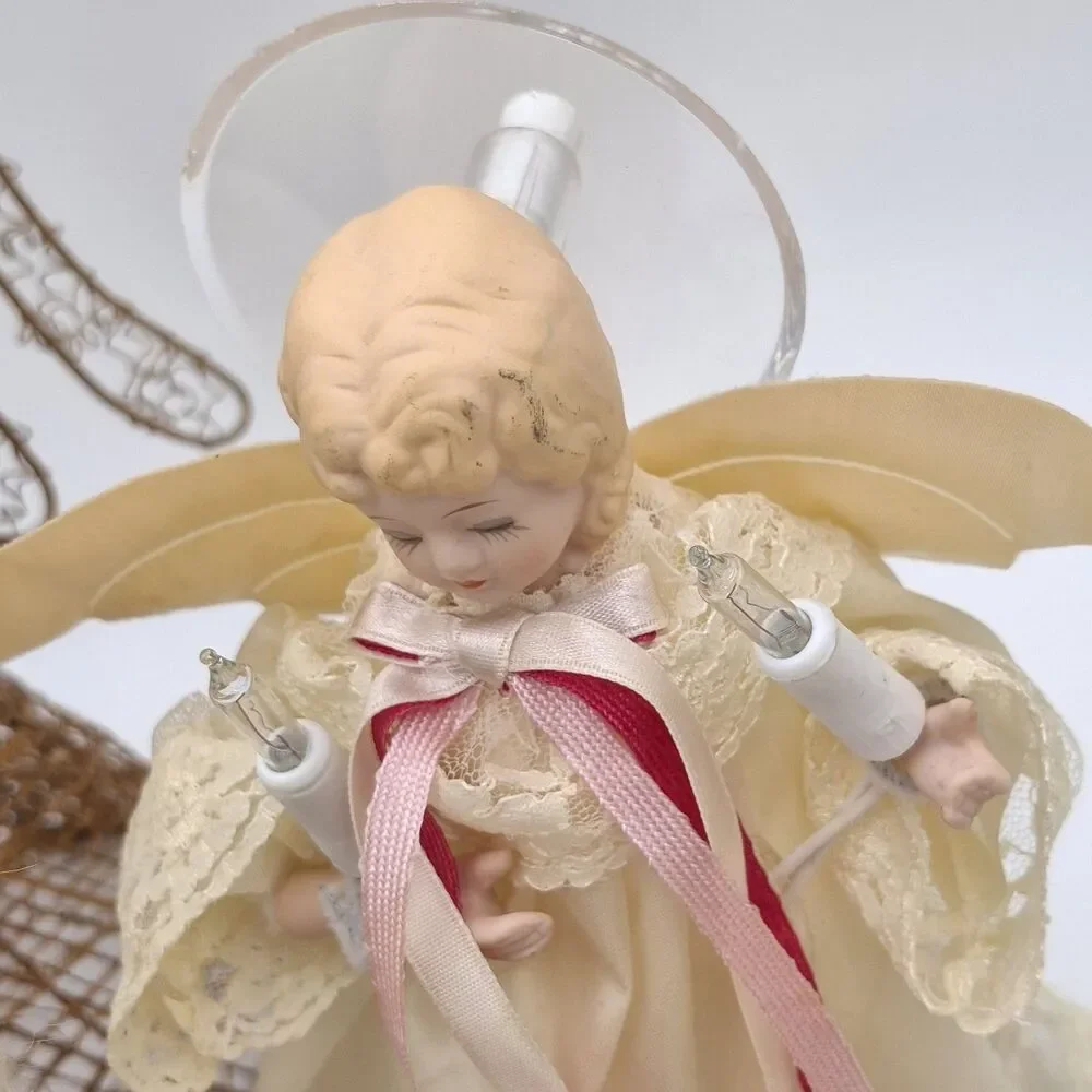 Vintage Angel Tree Toppers  Mixed Lot Of 4 Porcelain, Wire, Paper, Resin, Fabric
